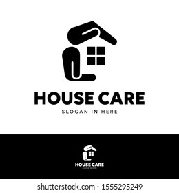 House care logo template. Negative space style.