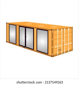 Casa de un contenedor de carga. Gran casa de un contenedor para un barco aislado en un fondo blanco. Vector.