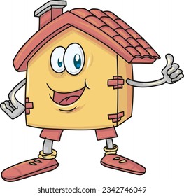 House Cartoon Character. vector illustration