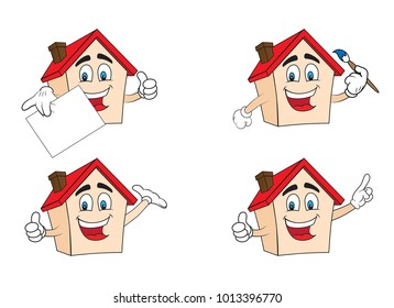 House cartoon with Face and Hand expressions