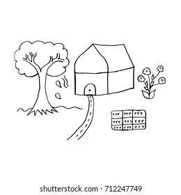 House Cartoon Hand Drawn Vector
