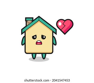 house cartoon illustration is broken heart , cute design