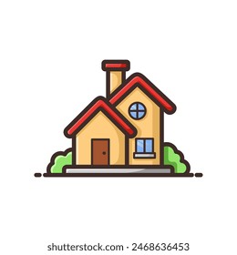 House Cartoon Vector Illustration - Isolated on a White Background.