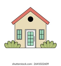 House cartoon vector illustration with transparent background.