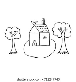 House Cartoon,Hand Drawn Vector