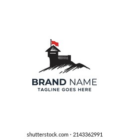 House Castle simple logo vector icon. castle house real estate mortgage vector logo icon template