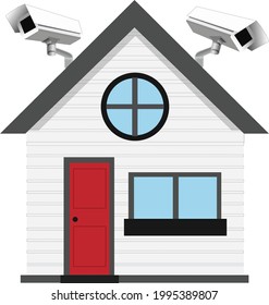 House with cctv outdoor for safe and secure. Security system on roof at home