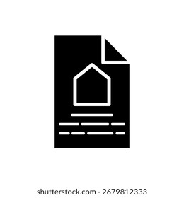 ícone de documento de certificado da casa, estilo simples plano, ilustração vetorial, símbolo, pictograma de modelo de logotipo de design, para ui ou ux isolado em branco para aplicativo móvel, editável