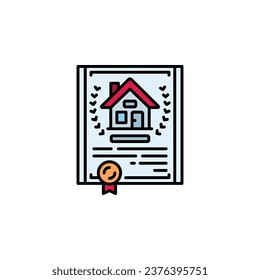 house certificated vector icon. real estate icon filled line style. perfect use for logo, presentation, website, and more. modern icon design color line style