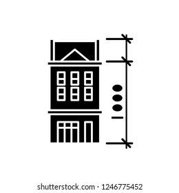House characteristics black icon, vector sign on isolated background. House characteristics concept symbol, illustration 