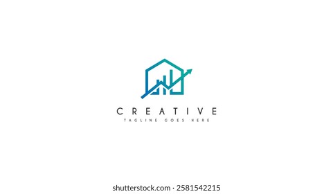 House with chart, graph logo design vector inspiration.