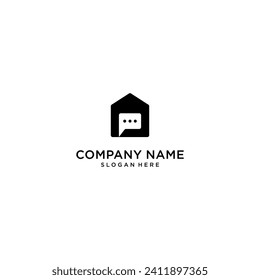 house chat design logo vector icon