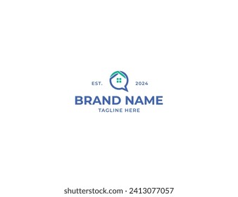 House Chat Home Logo Concept icon symbol sign Design Element. Vector illustration template