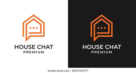 House chat logo design vector icon illustration. Creative house talk logo design. Vector logo design of house, real estate, property, talk, chat, dialogue.