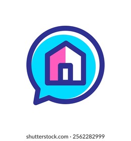 House chat talk logo, home chat symbol logo design inspiration