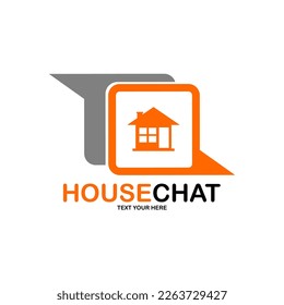 house chat vector logo design. Suitable for house symbol, media social and property
