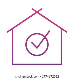 house with check mark icon over white background, gradient style, vector illustration