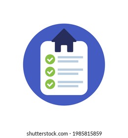 house and checklist flat icon on white