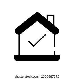 House with a Checkmark vector icon stock illustration