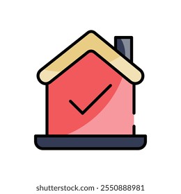 House with a Checkmark vector icon stock illustration