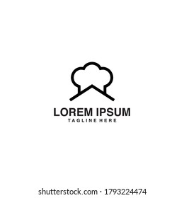 House With Chef's Hat On It Logo Vector Icon Illustration
