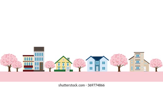 House cherry cityscape background