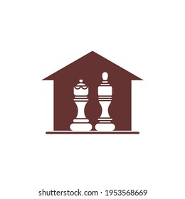 House Chess logo design vector illustration, Creative Chess logo design concept template, symbols icons