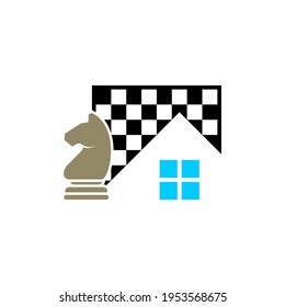 House Chess logo design vector illustration, Creative Chess logo design concept template, symbols icons