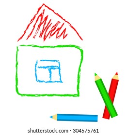 House - child drawing imitation, in vector