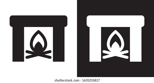 House Chimney. Glyph Icon in White and Black Version.