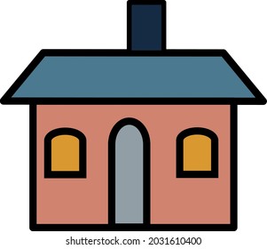 House with chimney, illustration, vector, on a white background.