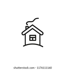 House with chimney line icon. Christmas home, mortgage, homepage. Holiday concept. Vector illustration can be used for topics like architecture, winter, construction