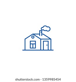 House with chimney line icon concept. House with chimney flat  vector symbol, sign, outline illustration.