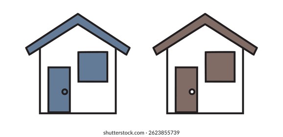 House With Chimney Line Icon. Residential Building, Isolated Vector Illustration.