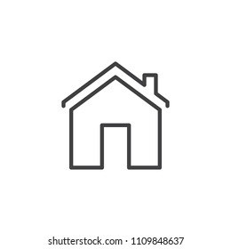 House with chimney outline icon. linear style sign for mobile concept and web design. Home simple line vector icon. Home page symbol, logo illustration. Pixel perfect vector graphics