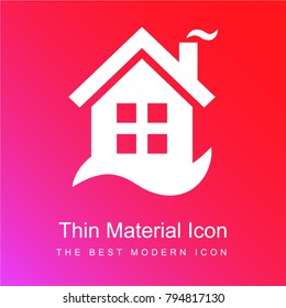House with chimney red and pink gradient material white icon minimal design