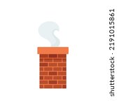 House chimney smoke icon isolated on white background. Cartoon flat style. Vector illustration.