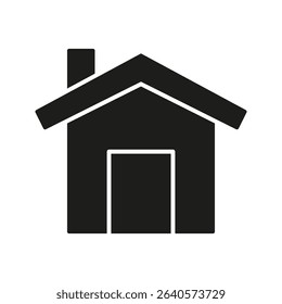 House With Chimney Solid Icon. Residential Building, Home Ownership, And Real Estate Silhouette Symbol. Architecture And Housing Concept. Isolated Vector Illustration.