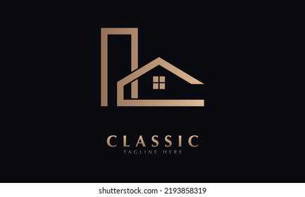 house with chimni vector logo monogram template