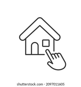 Icono lineal de elección de la casa. Ilustración personalizable de línea delgada. Símbolo de contorno. Dibujo de contorno aislado del vector. Trazo editable