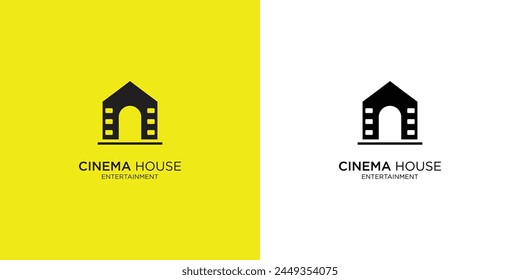 House cinema movie studio with modern minimal clean flat logo design |premium vector illustration