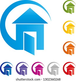House and circle in different colors collection