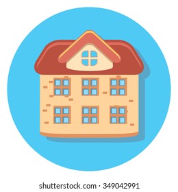 house circle icon with shadow