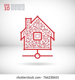 house circuit control line vector icon