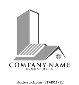 Logo del vector de construcción de casas y ciudades