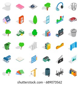 House in city icons set. Isometric style of 36 house in city vector icons for web isolated on white background