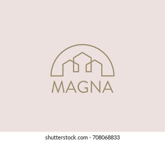 House City Vector Logotype. Premium Real Estate Logo. Lined Home Icon Symbol.