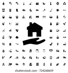 House clean icon. set of filled cleaning icons.