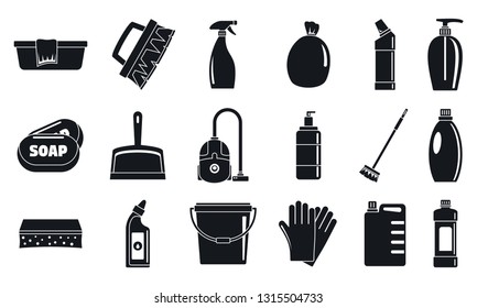 House cleaner equipment icons set. Simple set of house cleaner equipment vector icons for web design on white background