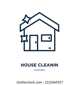 house cleanin icon from cleaning collection. Thin linear house cleanin, house, laundry outline icon isolated on white background. Line vector house cleanin sign, symbol for web and mobile